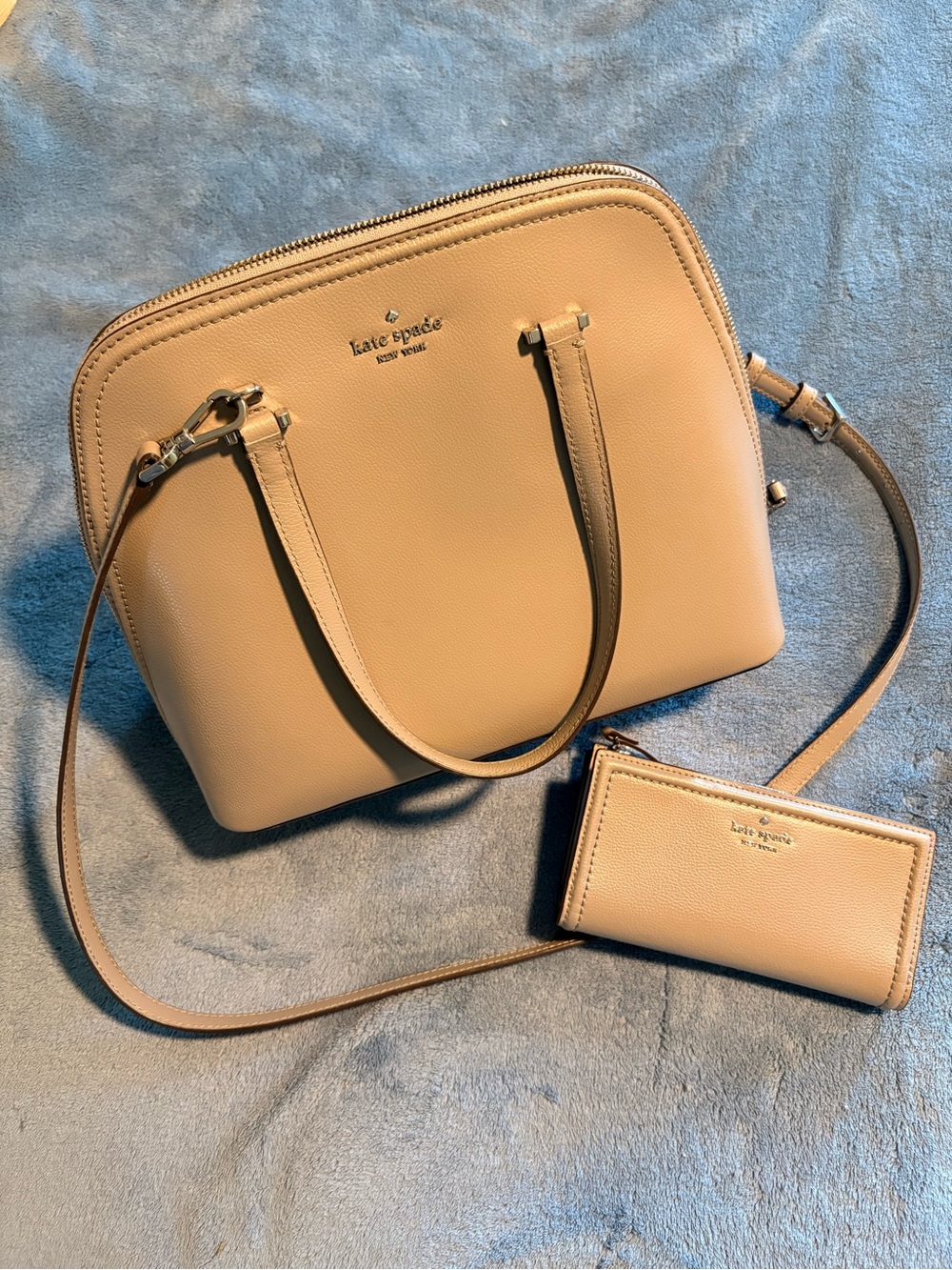 Kate Spade Gray Dome Satchel with Matching Wallet